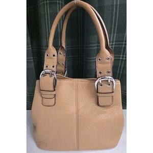 Tignanello Tan Pebble Leather Handbag Shoulder‎ Purse Satchel